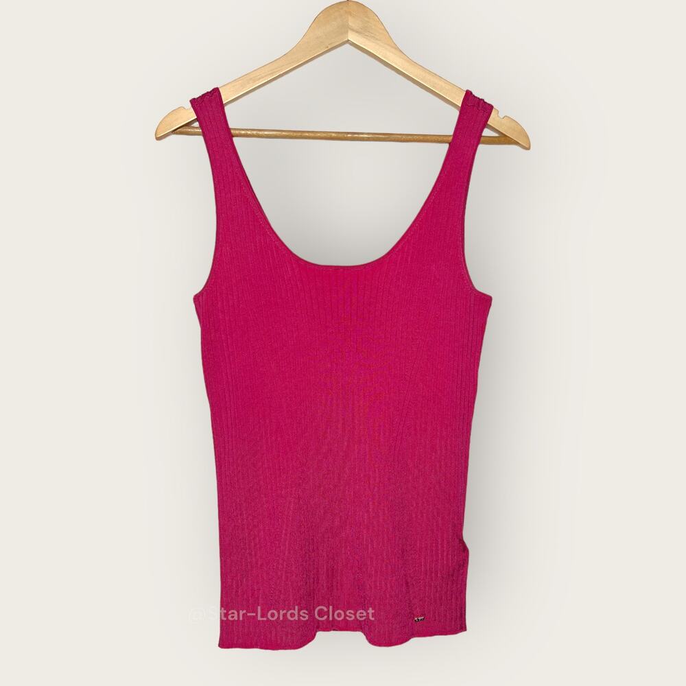 Ted Baker Noralou Knitted Vest Tank Top | 4 | Neon Pink Ribbed Barbiecore Y2K